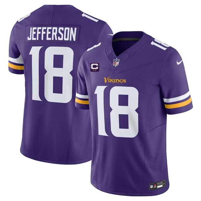 Men & Women & Youth Minnesota Vikings #18 Justin Jefferson Purple 2024 F.U.S.E. With 2-Star C Patch Vapor Limited Stitched Jersey